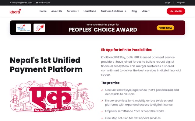 Screenshot of khalti.com