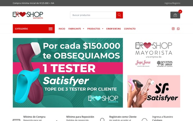 Screenshot of eroshopmayorista.cl