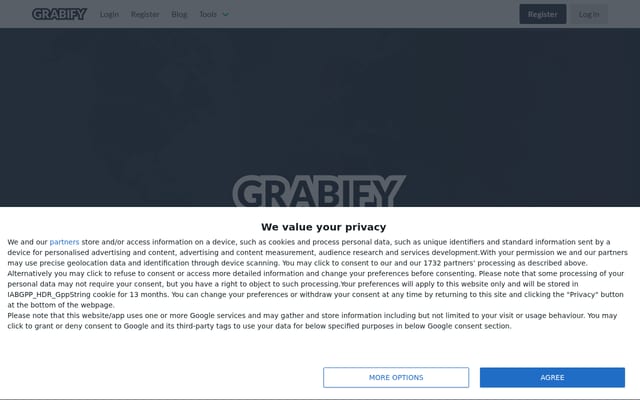 Screenshot of grabify.link