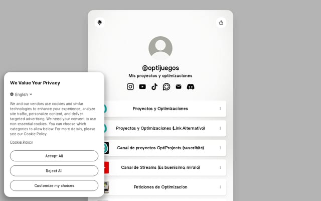 Screenshot of optijuegos.github.io