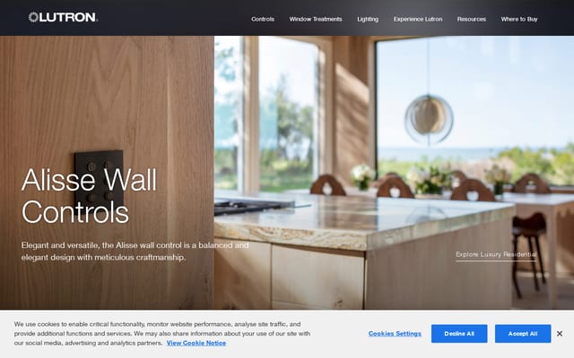 Screenshot of lutron.com
