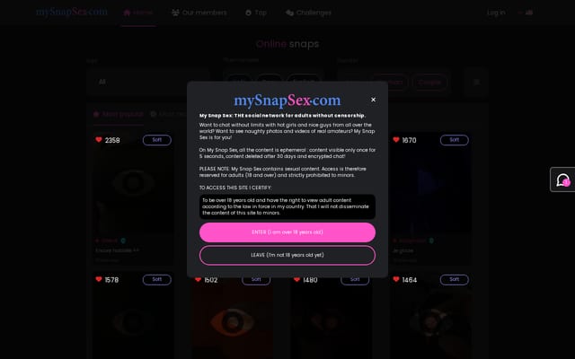 Screenshot of mysnapsex.com