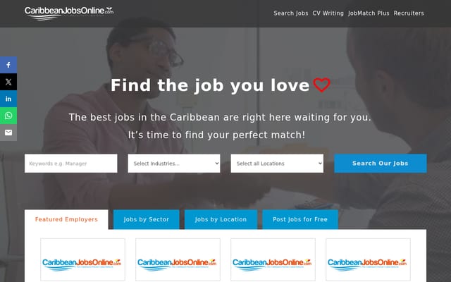 Screenshot of caribbeanjobsonline.com