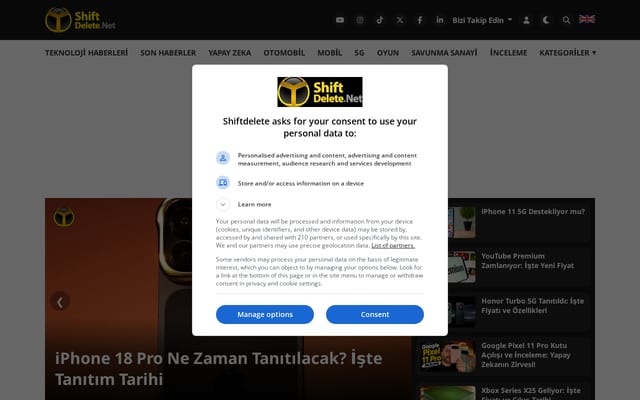 Screenshot of shiftdelete.net