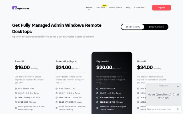 Screenshot of rdporder.com