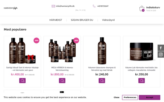 Screenshot of harmonylife.dk
