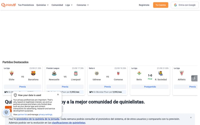 Screenshot of quiniela15.com