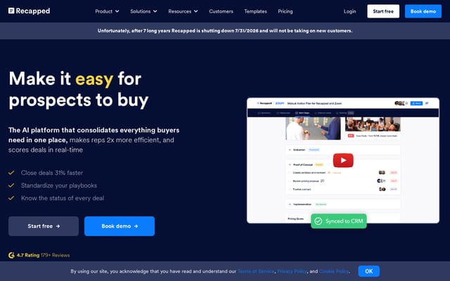 Screenshot of recapped.com