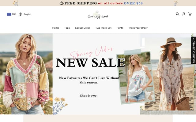 Screenshot of usacozywear.com