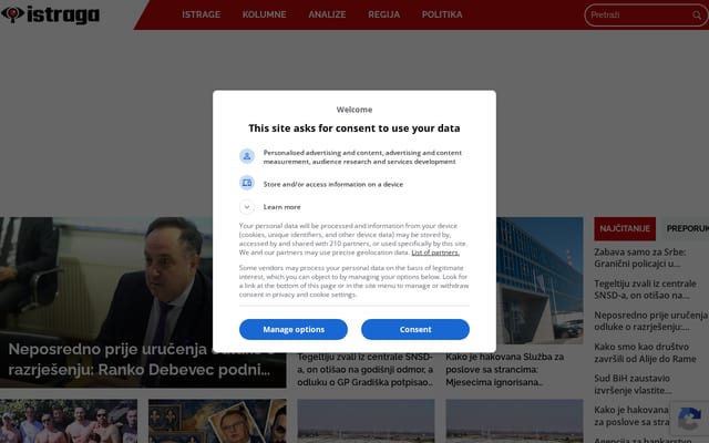 Screenshot of istraga.ba