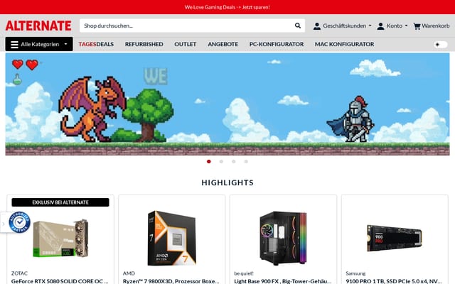 Screenshot of alternate.de