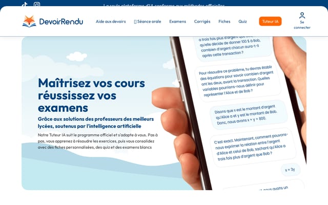 Screenshot of devoirrendu.fr