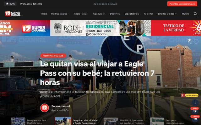 Screenshot of superchannel12.com
