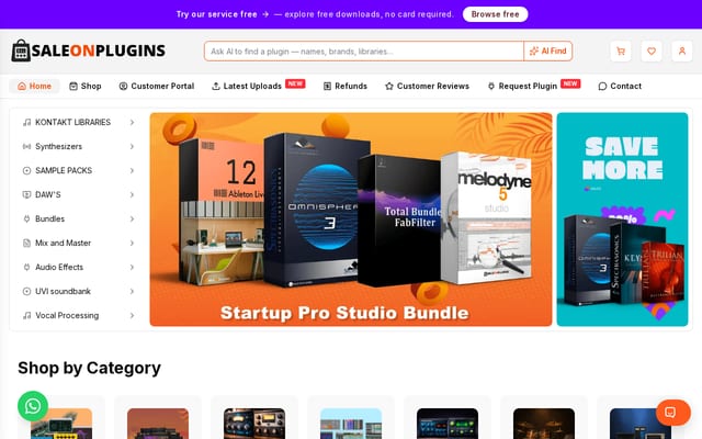 Screenshot of saleonplugins.com