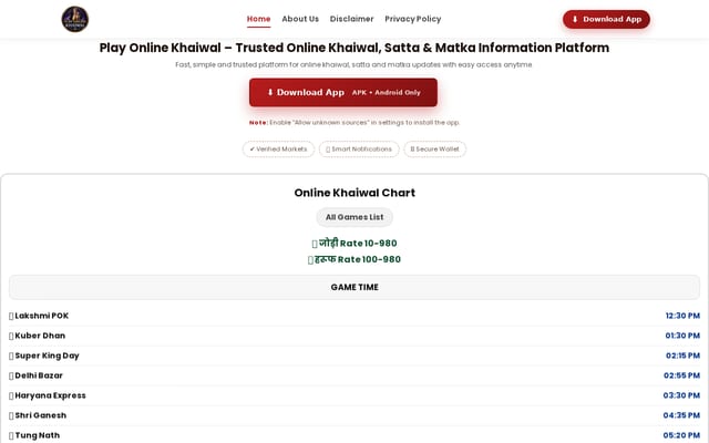 Screenshot of sattabazzar.com