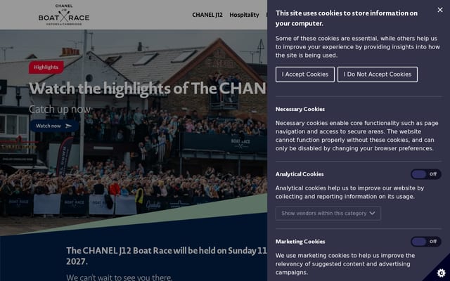 Screenshot of theboatrace.org