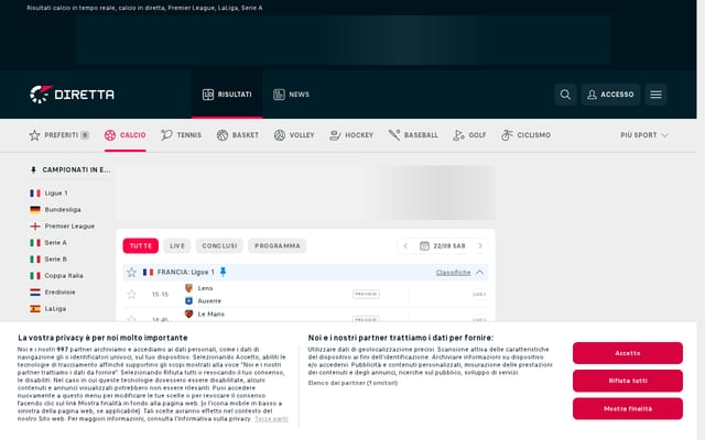 Screenshot of diretta.it