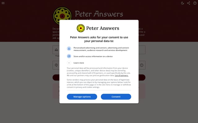 Screenshot of peteranswers.com
