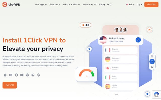 Screenshot of 1clickvpn.net