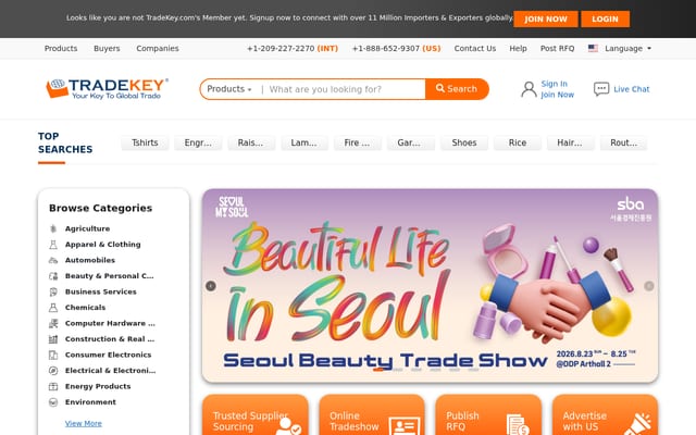 Screenshot of tradekey.com