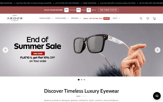 Screenshot of ardoreyewear.co.uk