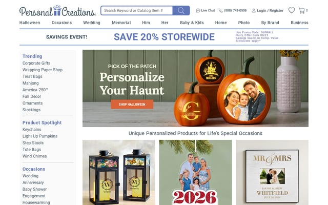 Screenshot of personalcreations.com