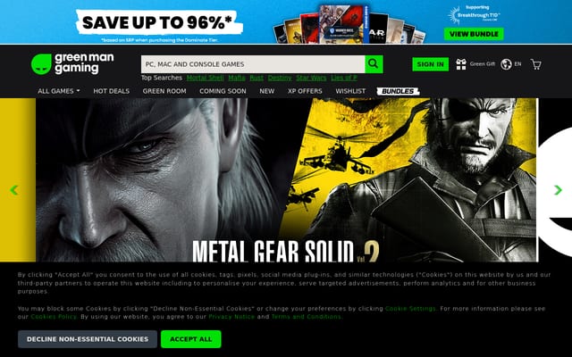 Screenshot of greenmangaming.com