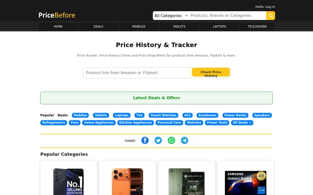 Screenshot of pricebefore.com