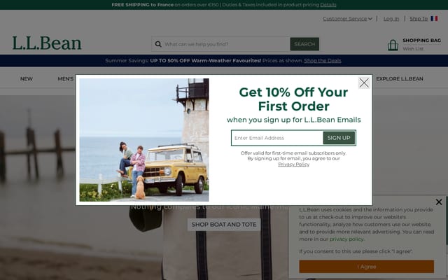 Screenshot of llbean.com