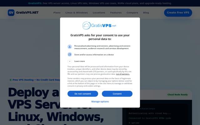 Screenshot of gratisvps.net