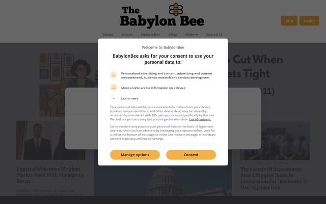 Screenshot of babylonbee.com