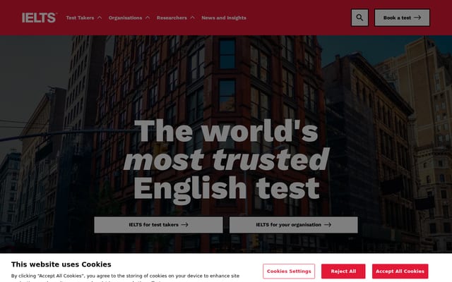 Screenshot of ielts.org