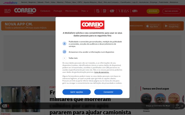 Screenshot of correiomanha.pt