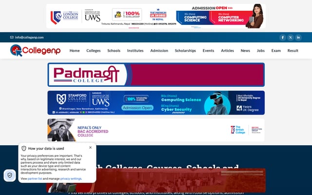 Screenshot of collegenp.com