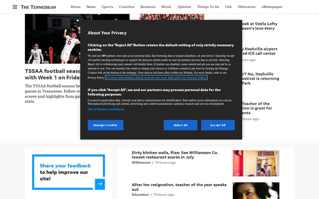 Screenshot of tennessean.com