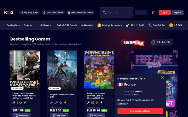 Screenshot of k4g.com