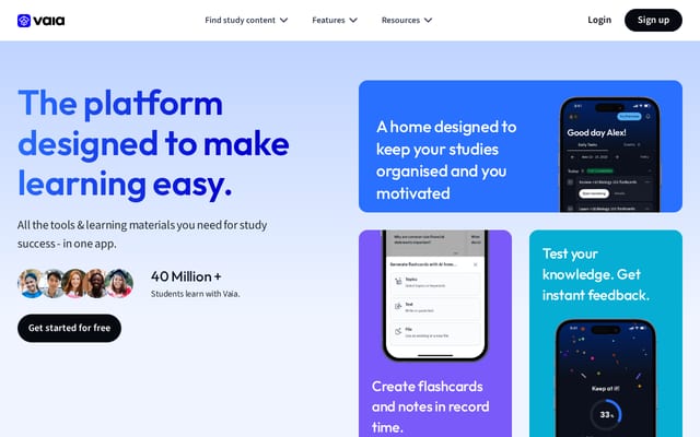Screenshot of vaia.com