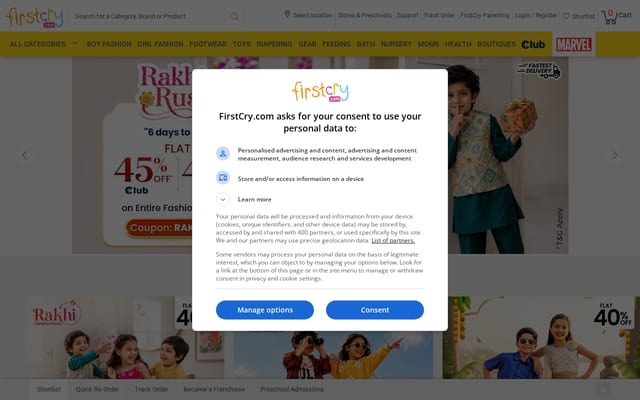 Screenshot of firstcry.com