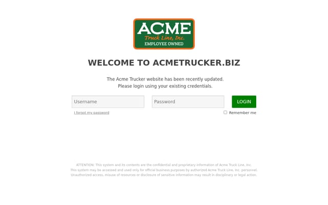 Screenshot of acmetrucker.biz
