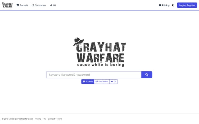Screenshot of grayhatwarfare.com