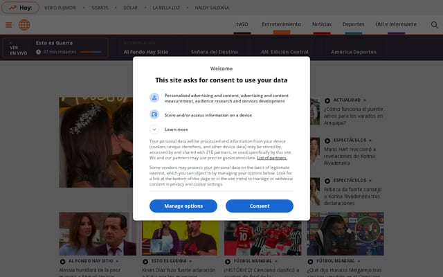 Screenshot of americatv.com.pe