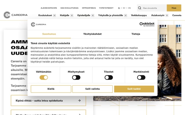 Screenshot of careeria.fi