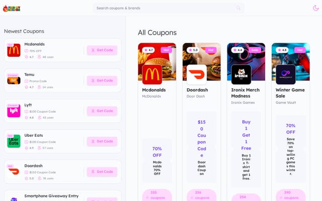 Screenshot of findmycoupon.org