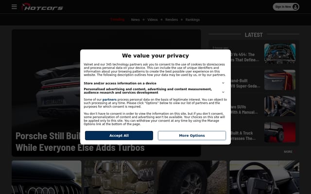 Screenshot of hotcars.com