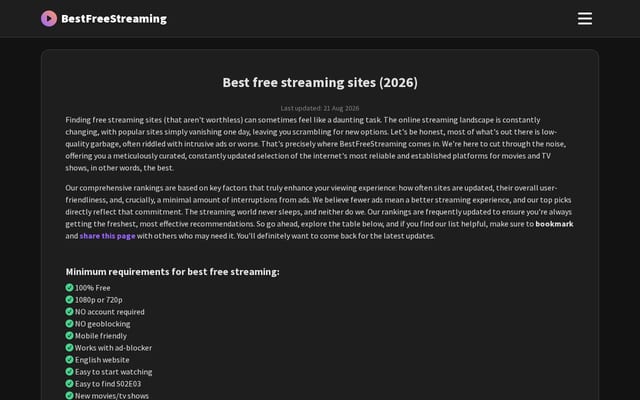 Screenshot of bestfreestreaming.org