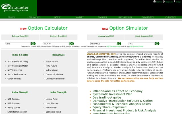 Screenshot of earnometer.com