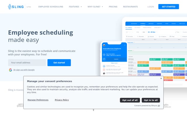 Screenshot of getsling.com