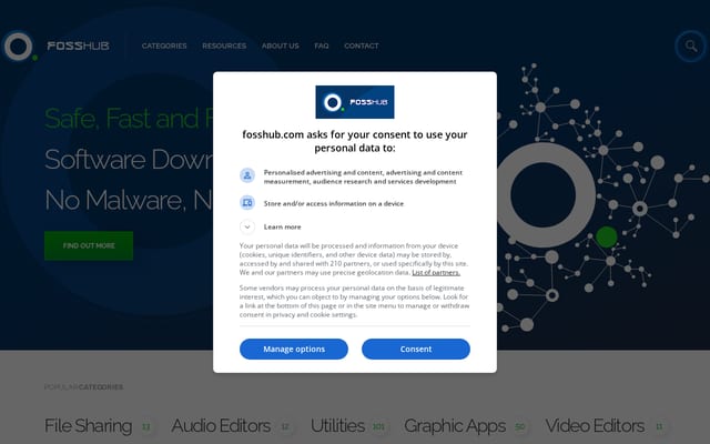 Screenshot of fosshub.com
