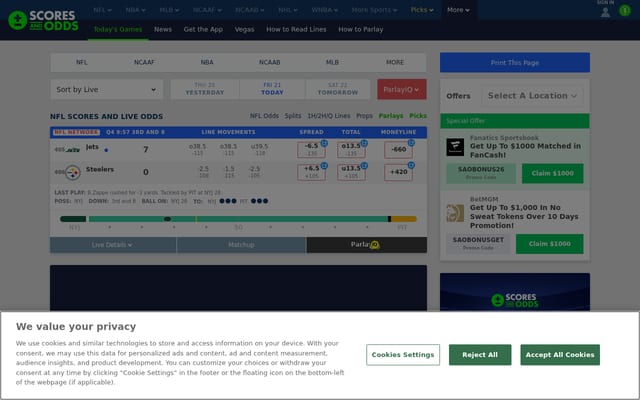 Screenshot of scoresandodds.com
