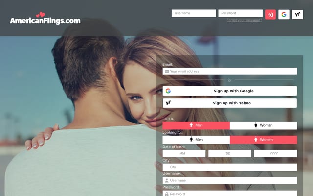 Screenshot of americanflings.com